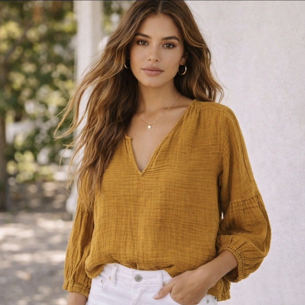 Madewell Mustard Yellow Blouse